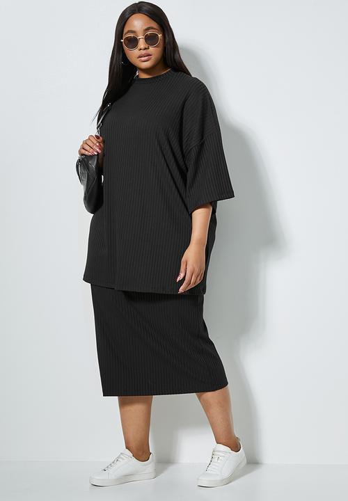 Superbalist - Ribbed boxy tee - black