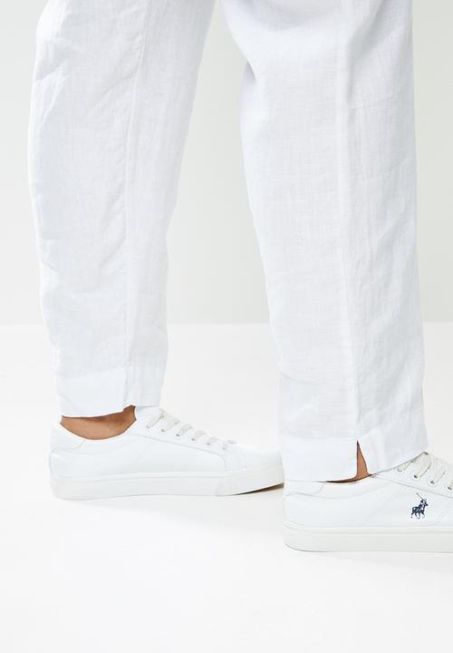 POLO - Plus denmark basic linen pull on pant - white