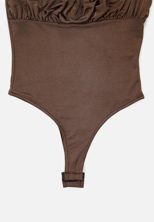 Missguided - Sculpted slinky ruched bust strappy body - brown