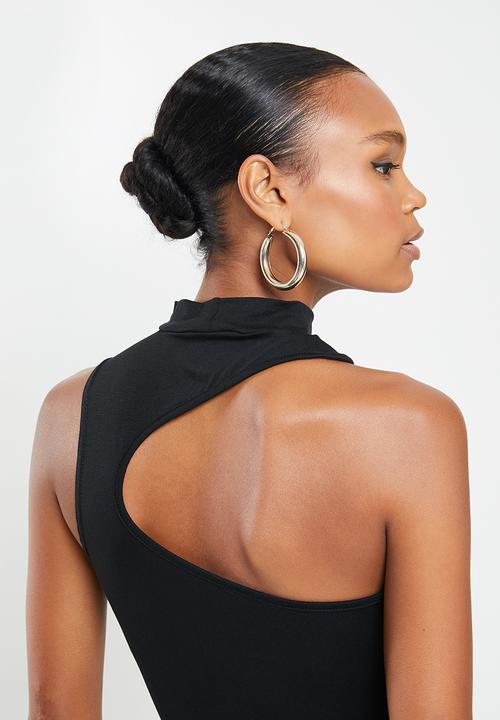 Missguided - Asymmetric cut out neck line body suit - black