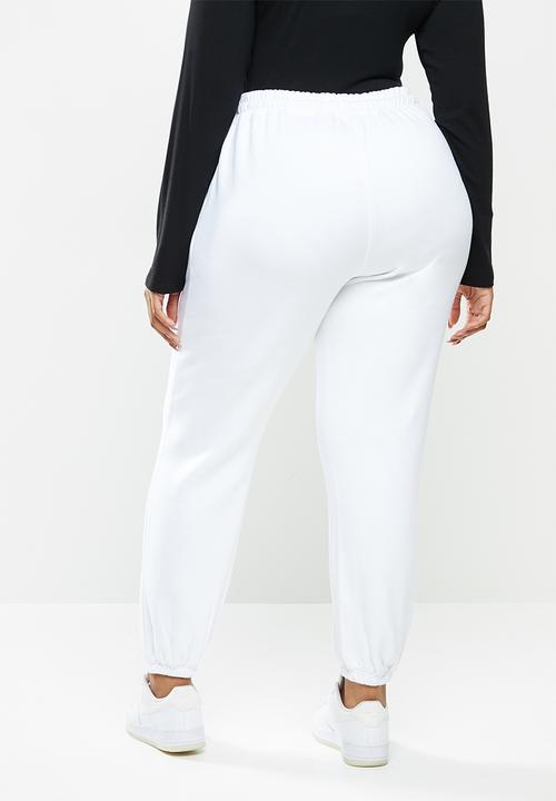 Missguided - Plus size 90's joggers - white