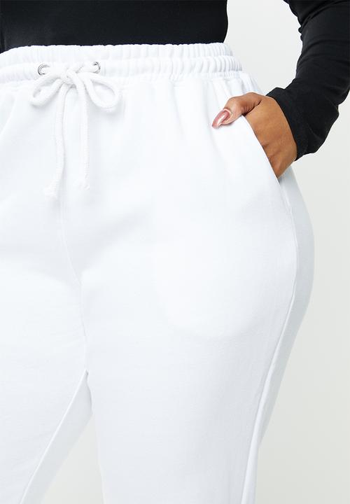 Missguided - Plus size 90's joggers - white