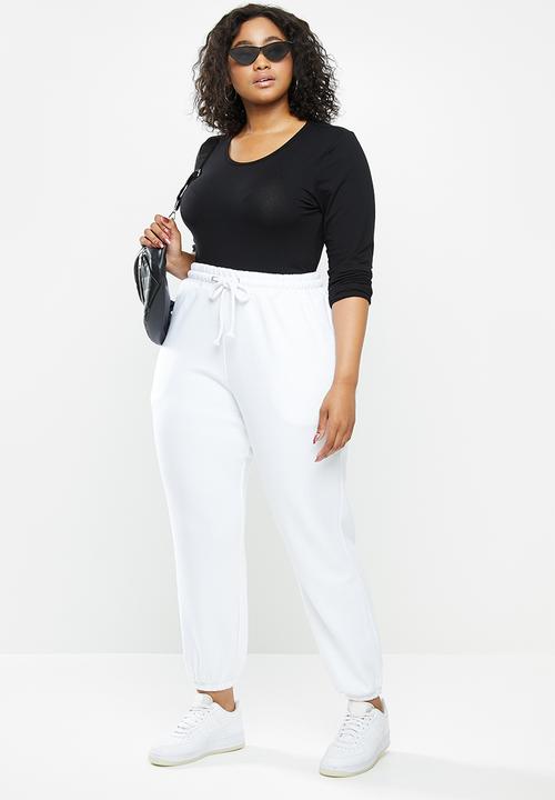 Missguided - Plus size 90's joggers - white