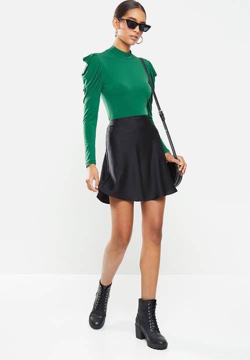 Blake - Drape sleeve bodysuit with turtleneck - green