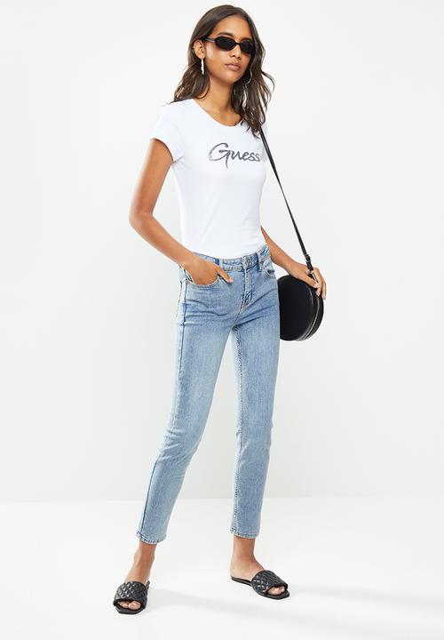 GUESS - Short sleeve glitter rock Guess tee - white