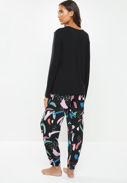 Superbalist - Sleep long fitted top & pants set - multi
