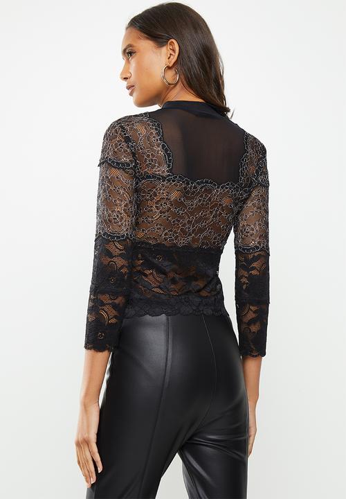 GUESS - Long sleeve Emma mock neck top - black 