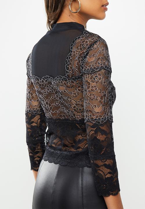 GUESS - Long sleeve Emma mock neck top - black 