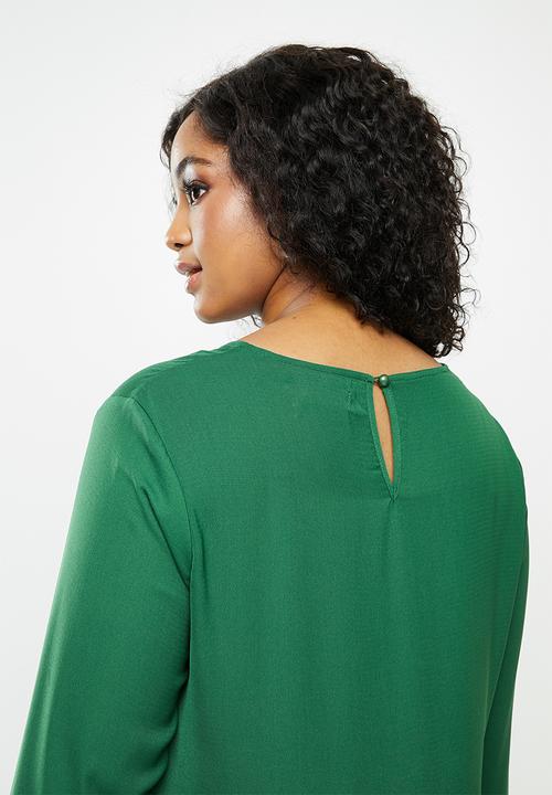Missguided - Plus tiered long sleeve smock dress - deep green