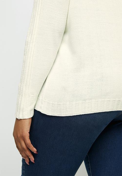 edit Plus - Detail rib sleeve jumper - milk