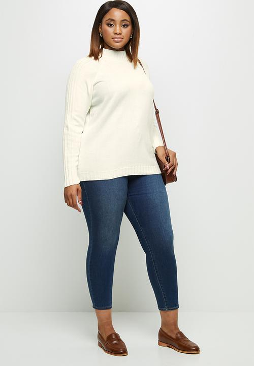 edit Plus - Detail rib sleeve jumper - milk