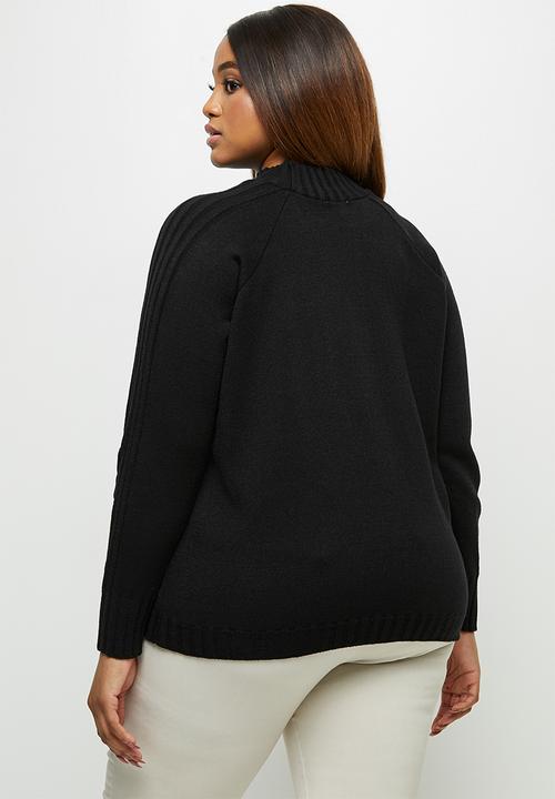 edit Plus - Detail rib sleeve jumper - black