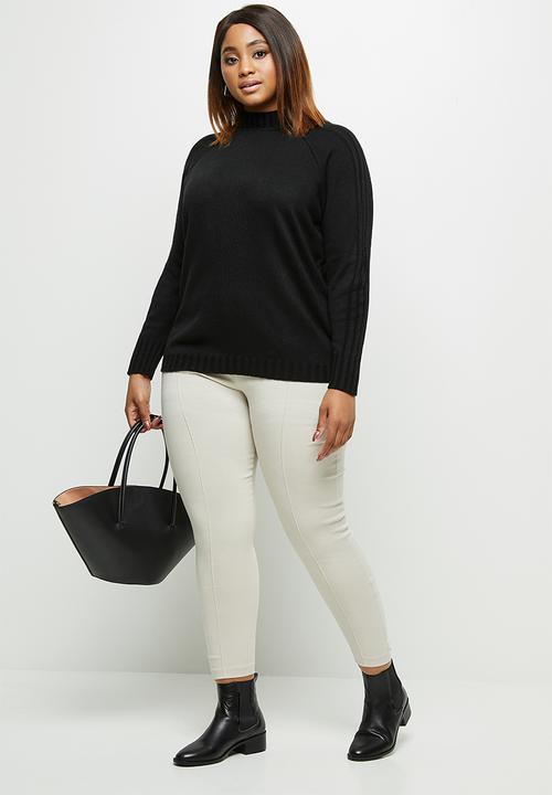 edit Plus - Detail rib sleeve jumper - black