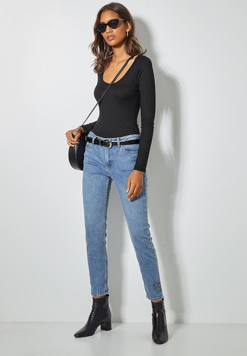 Superbalist - 2-pack fine rib low scoop bodysuit - black & white