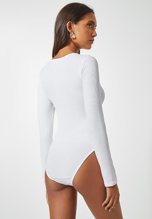 Superbalist - 2-pack fine rib low scoop bodysuit - black & white
