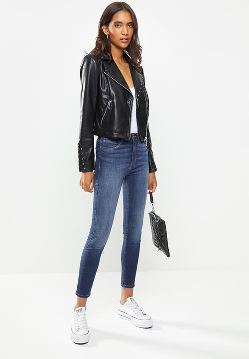 GUESS - Long sleeve dema lace-up moto biker jacket - black