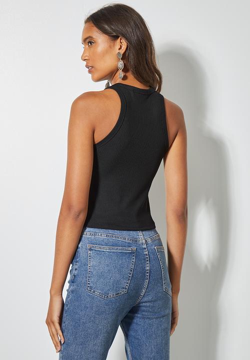 Superbalist - 2-pack fine rib racerback vest - black & white