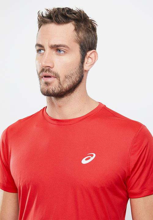 ASICS - Silver ss top - red