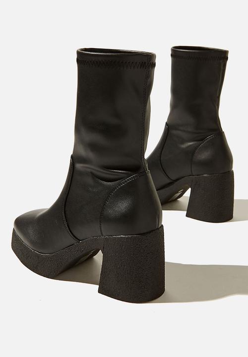 Cotton On - Zoe platform sock boot - black