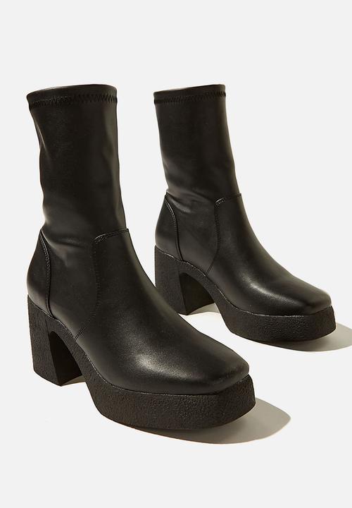 Cotton On - Zoe platform sock boot - black