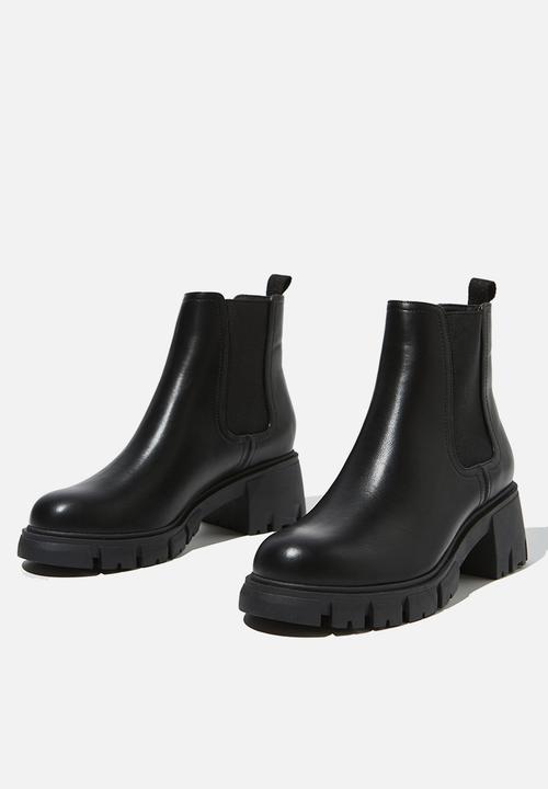 Cotton On - Kaia combat gusset boot - black smooth