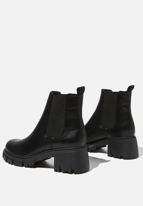 Cotton On - Kaia combat gusset boot - black smooth