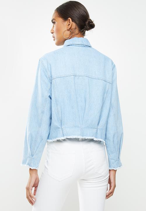 SISSY BOY - Crop boxed denim jacket - blue