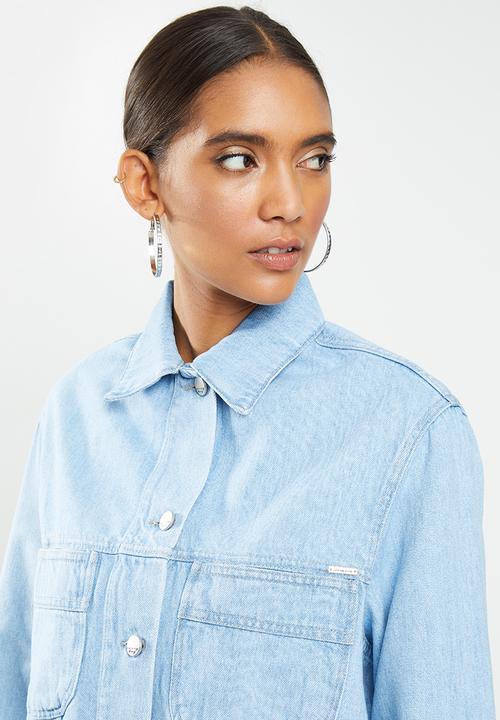 SISSY BOY - Crop boxed denim jacket - blue