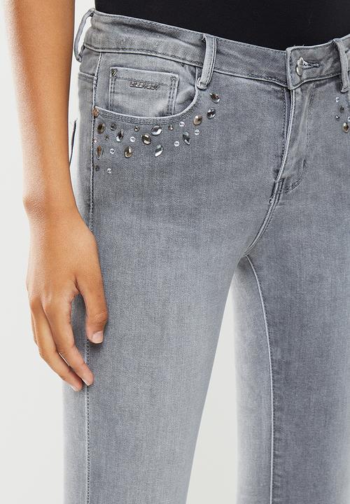 SISSY BOY - Ladybug:jon jon grey skinny with bling - grey