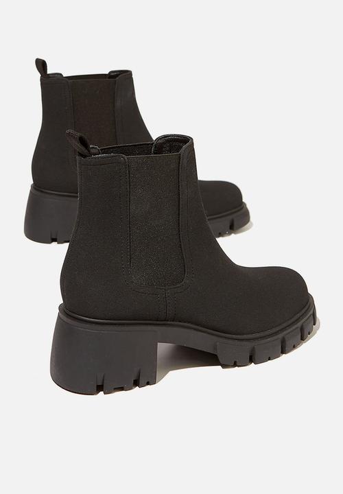 Cotton On - Kaia combat gusset boot - black suede 