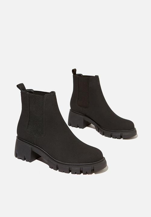 Cotton On - Kaia combat gusset boot - black suede 