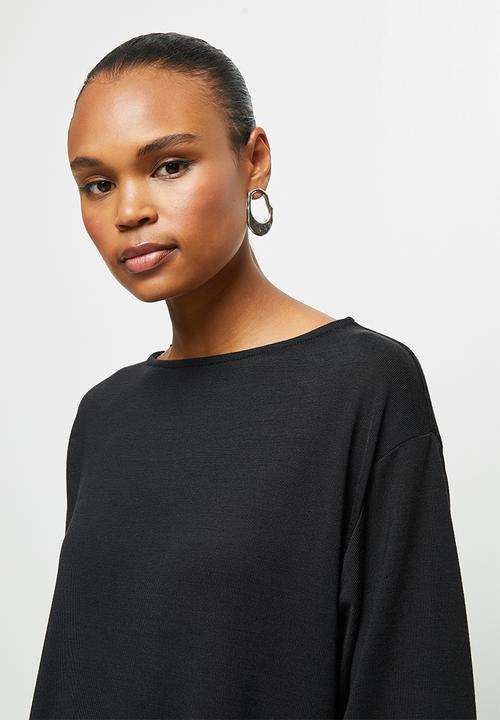 edit - Cosy knit boxy tee - black