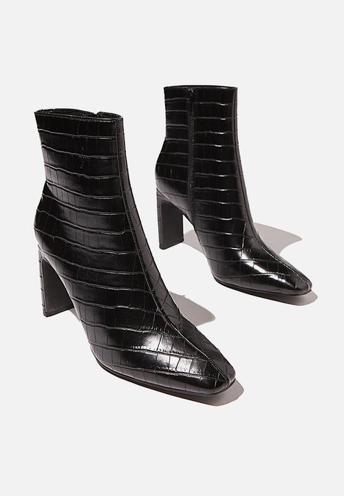 Cotton On - Ellie square toe heel boot - black