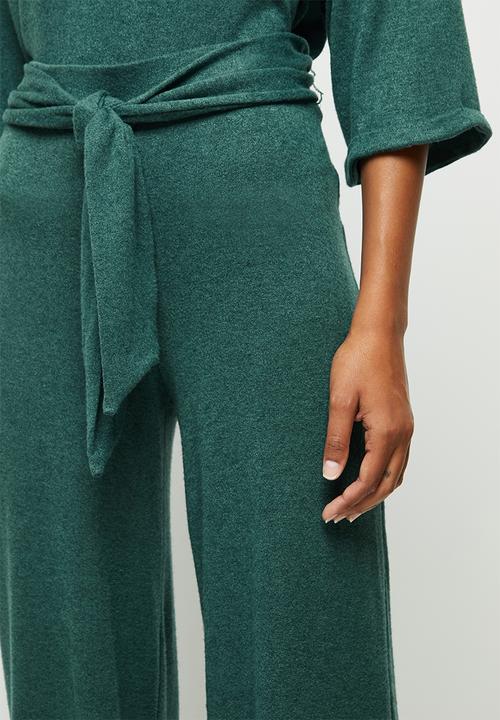 edit - Belted lounge wide leg pant - green