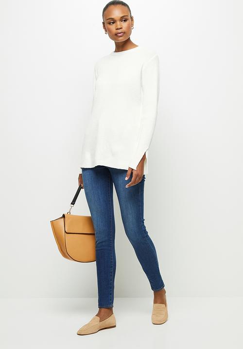 edit - Longline crew neck jumper - milk