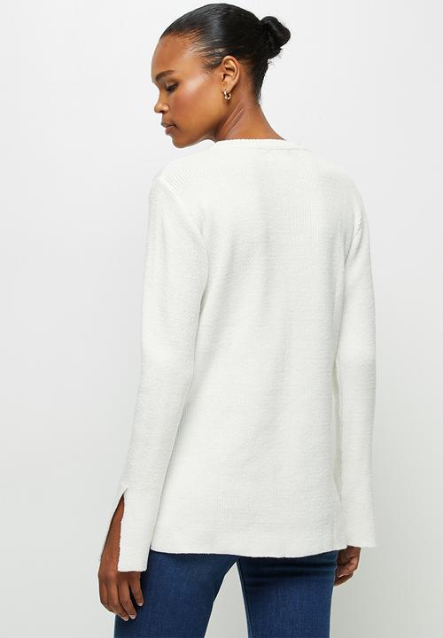 edit - Longline crew neck jumper - milk