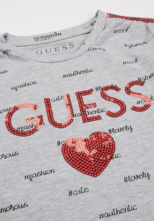 GUESS - Girls sequin detail tee - grey