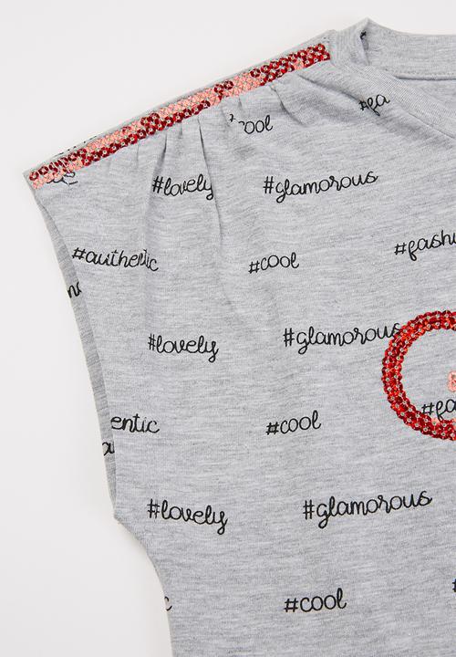 GUESS - Girls sequin detail tee - grey