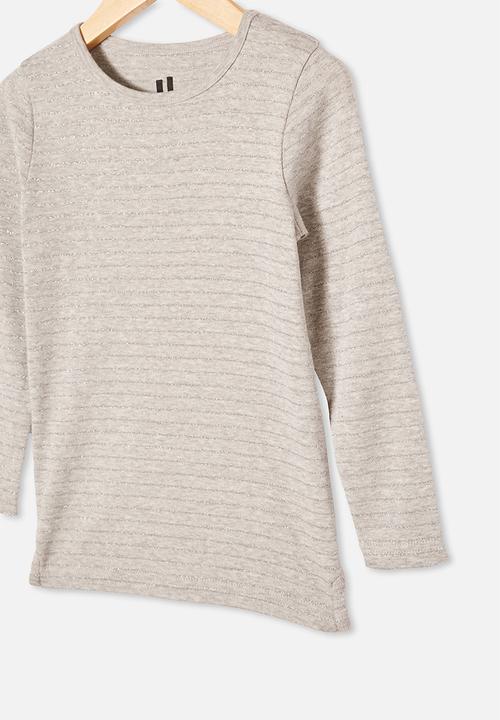 Cotton On - Jessie crew - grey marle/silver lurex stripe