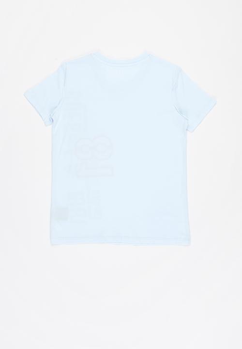 GUESS - Boys vertical print v neck tee - blue
