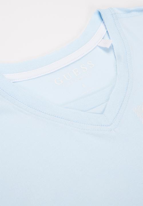 GUESS - Boys vertical print v neck tee - blue