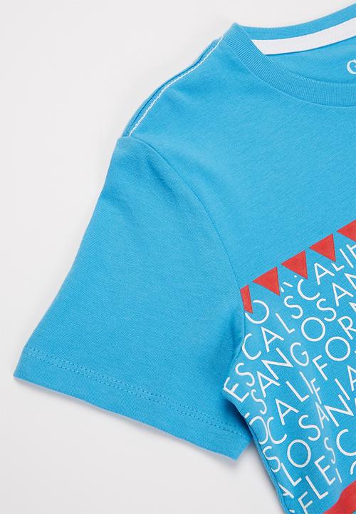 GUESS - Boys guess horizontal print crew - blue