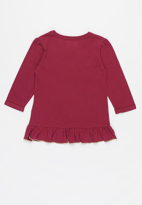 GUESS - Girls branded tee - burgundy