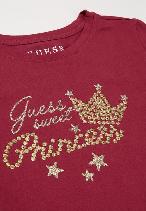 GUESS - Girls branded tee - burgundy