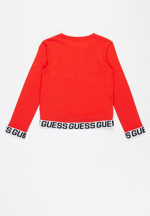 GUESS - Girls logo midi elastic tee - red
