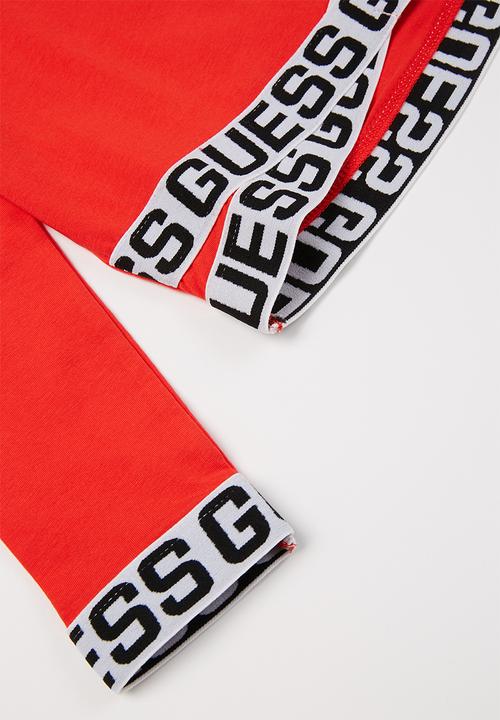 GUESS - Girls logo midi elastic tee - red