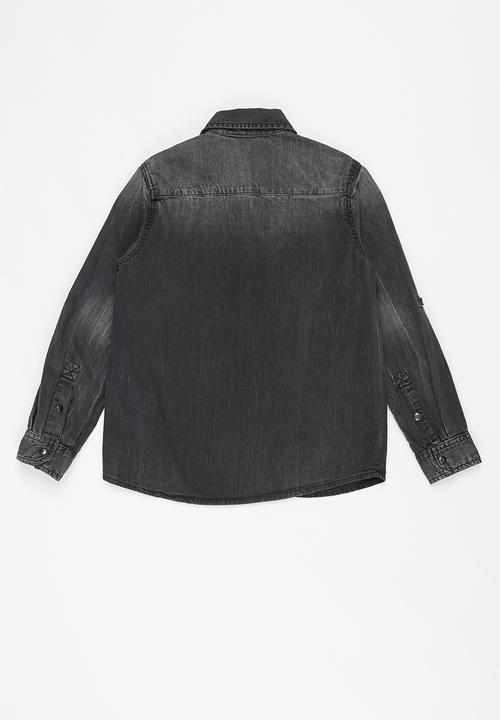 GUESS - Boys canvas adjustable shirt - dark grey