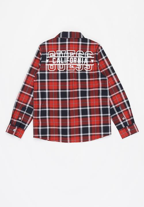 GUESS - Adjustable check shirt - red & navy 
