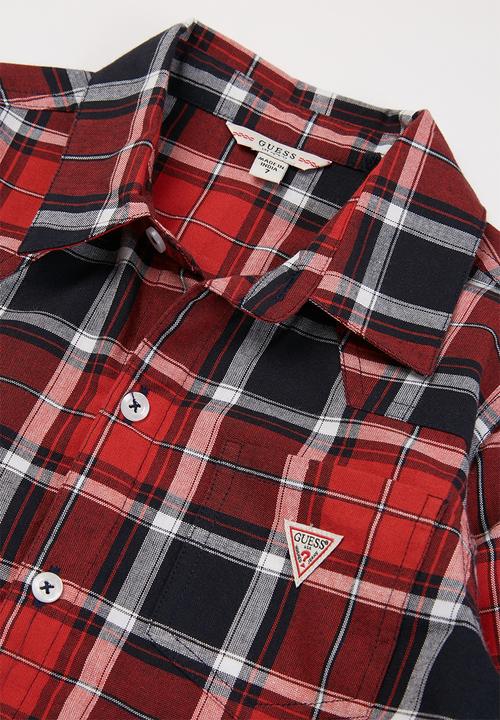 GUESS - Adjustable check shirt - red & navy 