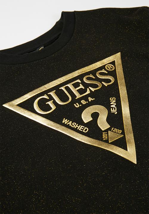 GUESS - Girls long sleeve active top - black & gold